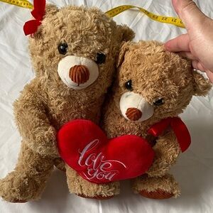 Charming Tan Teddy Bears with Red Heart